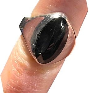 Vintage Taxco Mexico TC-207 Sterling silver 925 Black Onyx lg heavy ring